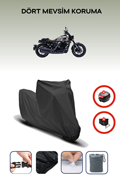 Breen Black Rear Bag Lock Incompatible Rks K-Light 250 Compatible Motorcycle Tarpaulin, 4 Seasons