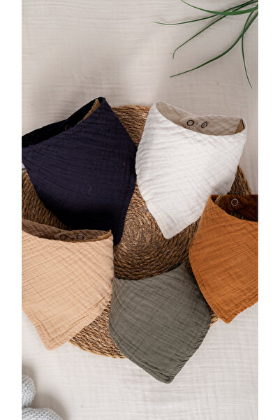 MYLASA HOME Muslin Baby Bib 4 Layers |   25X40 cm |   Soft & Absorbent |   5 Color Options |   5 Pack