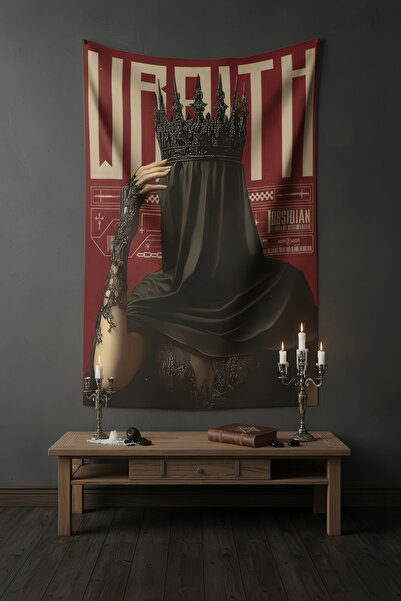 Nivendi Taçlı ve Peçeli Kraliçe Kumaş Duvar Örtüsü Ev Dekorasyon Duvar Halısı...