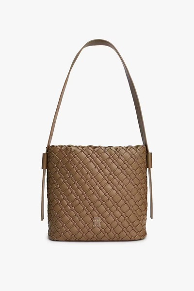 Tommy Hilfiger Kadın Braided Shoulder Bag Örgü Dokulu Omuz Çantası - Kahverengi