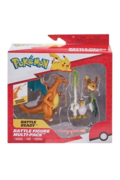 Pokémon Set de 3 figurine, Eevee, Sirfetch'd, Charizard, multicolore