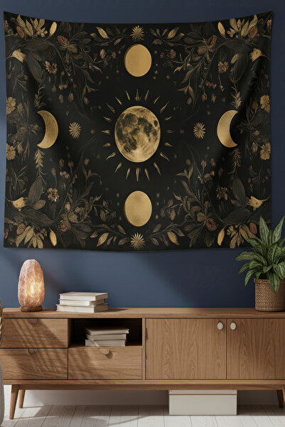 Nivendi Ay Güneş ve Gezegenler Astroloji Kumaş Duvar Örtüsü Ev Dekorasyon Duv...