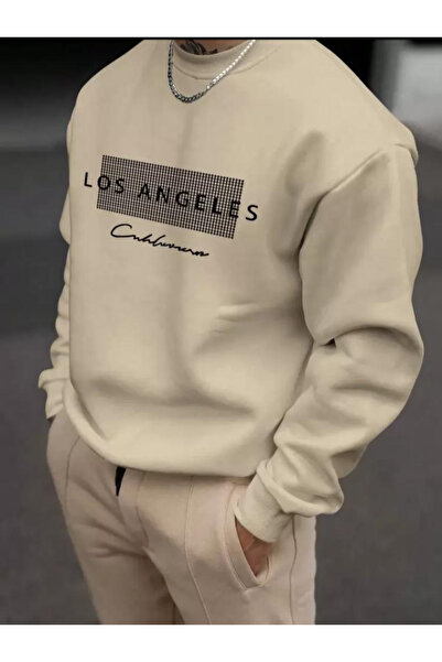 Machetta سويت شيرت رجالي برقبة دائرية من لوس أنجلوس كاليفورنيا مطبوع 3 Thread O قصة فضفاضة