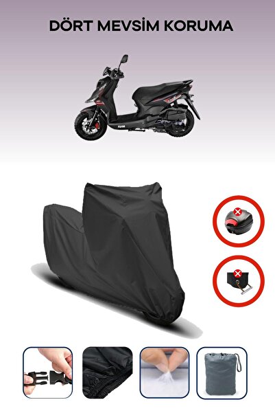 Breen Black Rear Bag Lock Incompatible Sym Crox 125 Compatible Motorcycle Tarpaulin, 4 Seasons