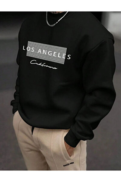 Keywest Hanorac pentru bărbați guler rotund Los Angeles California cu imprime...