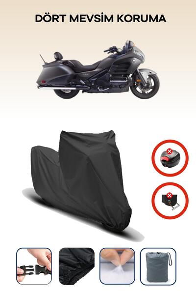 Breen قفل حقيبة خلفية أسود غير متوافق مع هوندا جولدوينج F6B، قماش متوافق مع الدراجات النارية، 4 مواسم