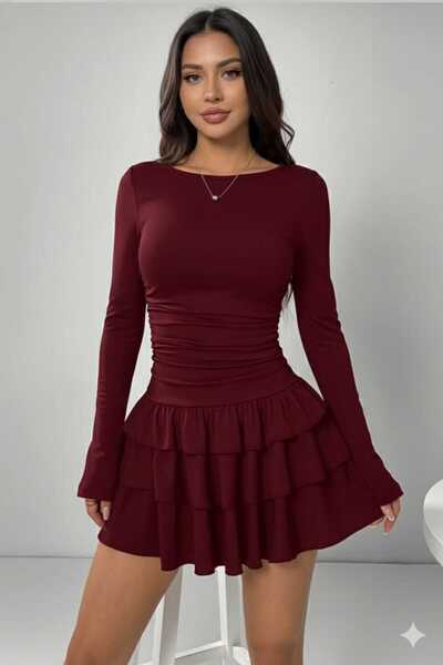 COTAS Eteği Kat Kat Volanlı Mini Elbise