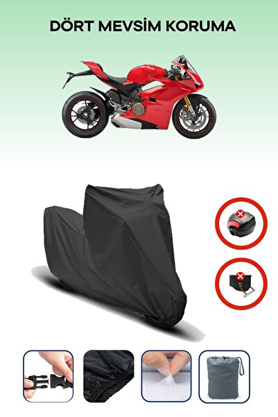 Breen قفل حقيبة خلفية أسود غير متوافق مع دراجة دوكاتي بانيجالي V4 S، قماش متوافق مع الدراجات النارية، 4 مواسم