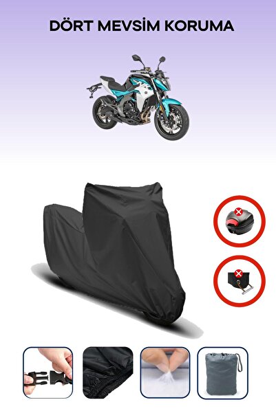 Breen Black Rear Bag Lock Incompatible Cfmoto 400Nk Compatible Motorcycle Tarpaulin, 4 Seasons