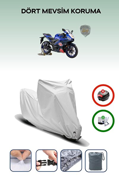 Breen غطاء دراجة نارية متوافق مع Yamaha R25 TR54 Edition متوافق مع اللون الرمادي مقاوم للماء