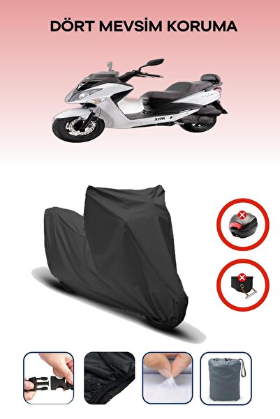 Breen قفل حقيبة خلفية أسود غير متوافق مع SYM Joyride Evo 200، قماش متوافق مع ...