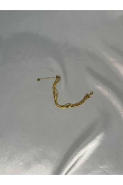 stainles steel Gold 3 Rows Stylish Women's Bracelet