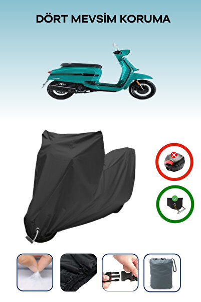 Breen غطاء دراجة نارية متوافق مع Lambretta V125 باللون الأسود مقاوم للماء