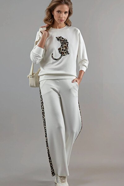 Hiccup Modal Textured Leopard Patterned Double Suit Berşan Collection
