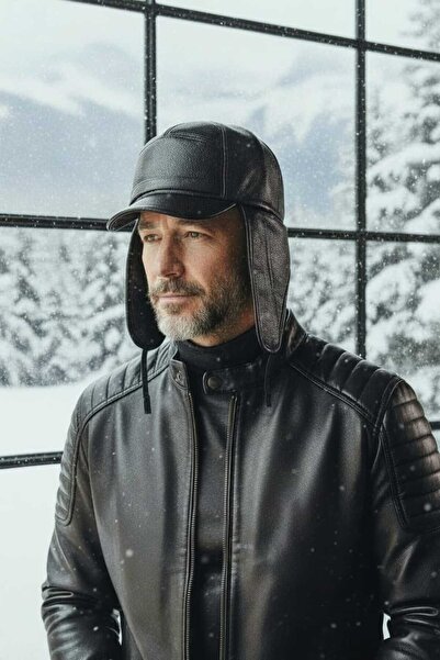 Prahar Sunı deri kürklü kulaklı kep