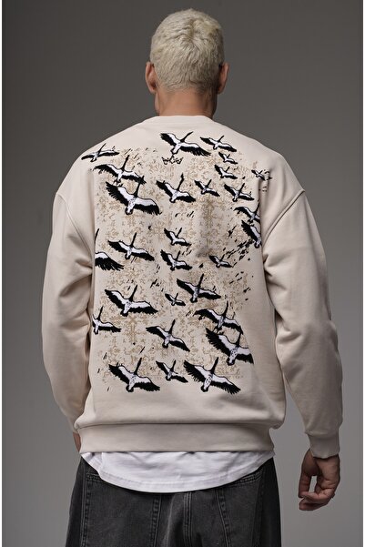 Butik Crew Neck Men's Sweatshirt with Embroidery Detail on the Back