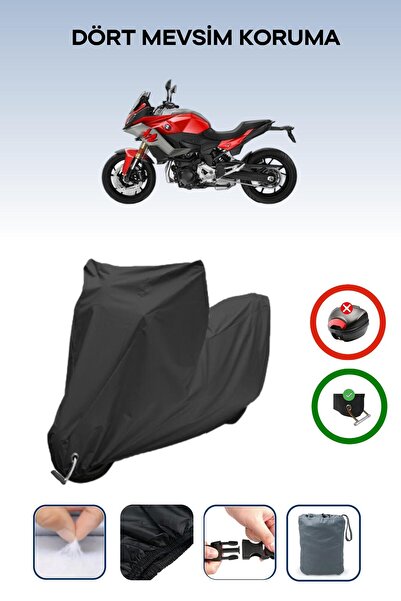 Breen غطاء دراجة نارية متوافق مع BMW F 900 XR متوافق مع اللون الأسود مقاوم للماء