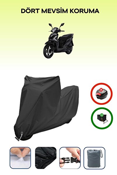 Breen Black Lock Compatible Sym Symphony St 125 Compatible Motorcycle Tarpaul...