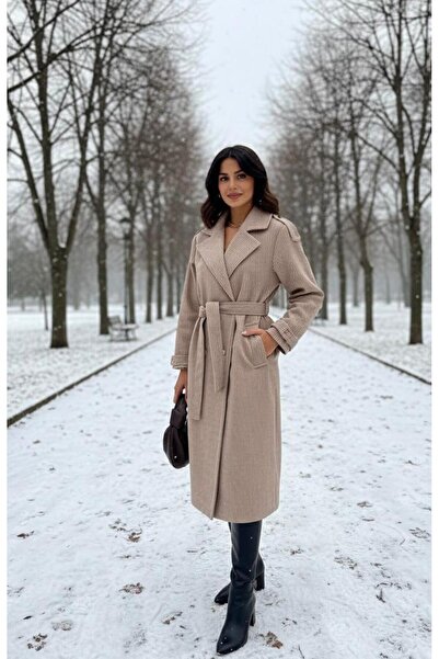 ahanora Women's epaulet waist belted lined stamp coat