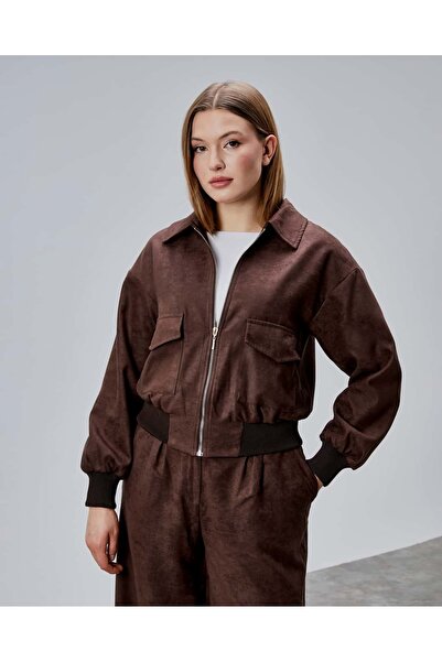 IDA Collection Bitter Brown Suede Jacket Pants Set