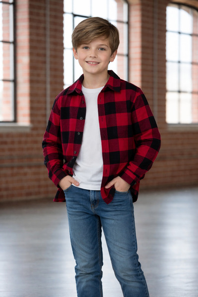 ADA YILDIZ KİDS Erkek Çocuk Oduncu Gömlek Kareli Kırmızı Renk 6/15 Years