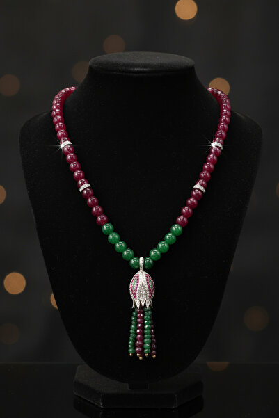 Utku Kuyumculuk 925 AYAR KÖK YAKUT VE KÖK ZÜMRÜT TAŞLI ÖZEL TASARIM LALE MODE...