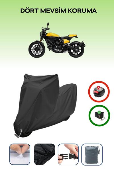 Breen غطاء دراجة نارية متوافق مع دراجة دوكاتي سكرامبلر فول ثروتل، مقاوم للماء، باللون الأسود