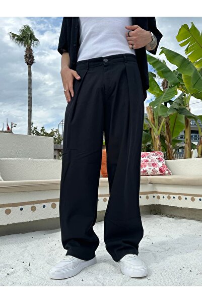 Alux Denim Old Money Gabardin Siyah Kumaş Pantalon