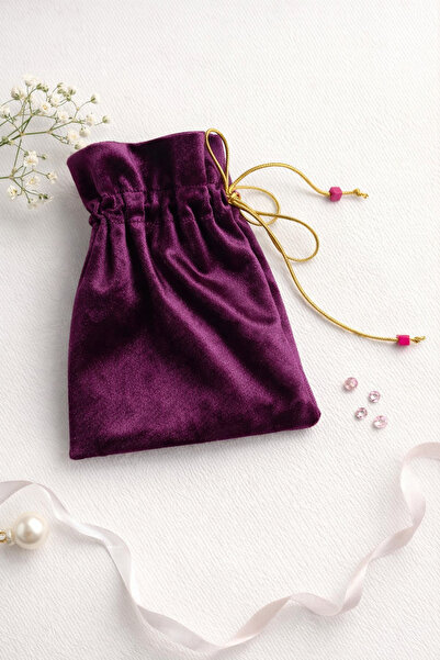 Buemshop Amethyst Mini Kese 10x15 cm | Kadife Hediye & Takı Kesesi – Mor Şık Sunum