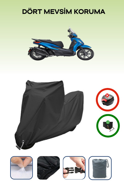 Breen غطاء دراجة نارية متوافق مع Piaggio Beverly S 400 متوافق مع اللون الأسود مقاوم للماء
