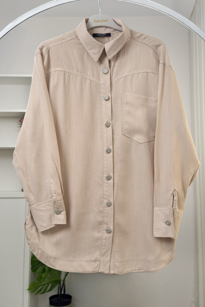 Salih Çelebi Basic Oversize Gömlek 2203 - BEJ