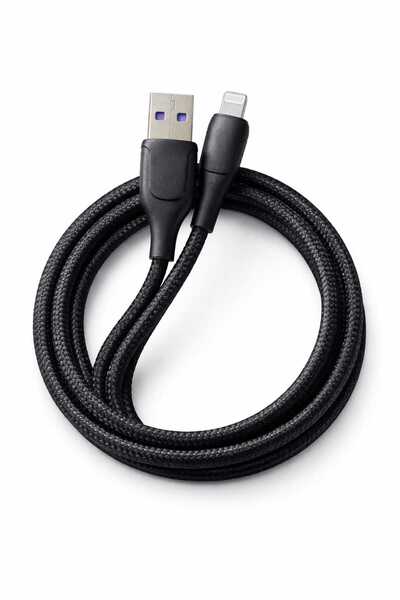 Lightning Usb Şarj Kablosu Mor Uçlu İp Örgü