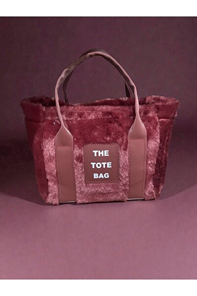 AURELIA DENY Kadın Kırmızı Yazılı Kolon Askılı Kürklü Peluş Çarpraz Çanta