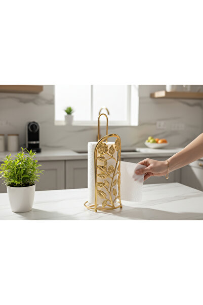RİVO HOME DECOR حامل مناديل ورقية معدني مطلي بالذهب