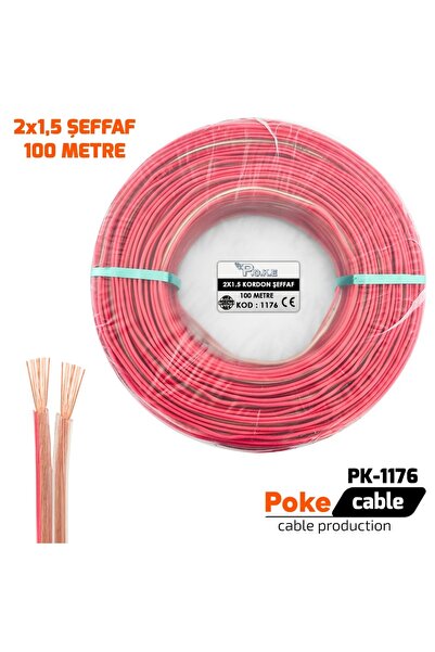 Poke 2x1.5 Hoparlör Kablosu Şeffaf Kordon 100 Metre