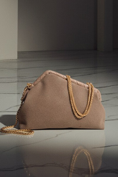 Selin Atelier Brown Suede Chain Shoulder and Portfolio Bag