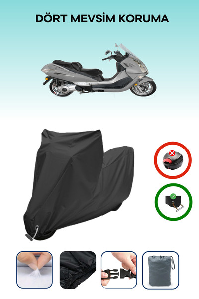 Breen Black Lock Compatible Cfmoto Jet Max Compatible Motorcycle Tarpaulin Waterproof