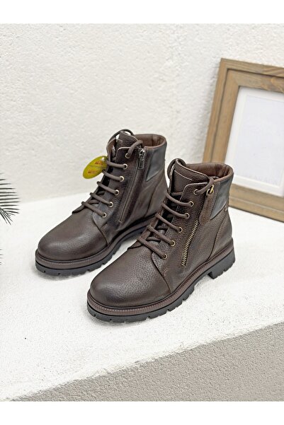 Mammamia D25KB-4250 YANI FERMUAR DETAYLI HAKİKİ DERİ POSTAL BOT