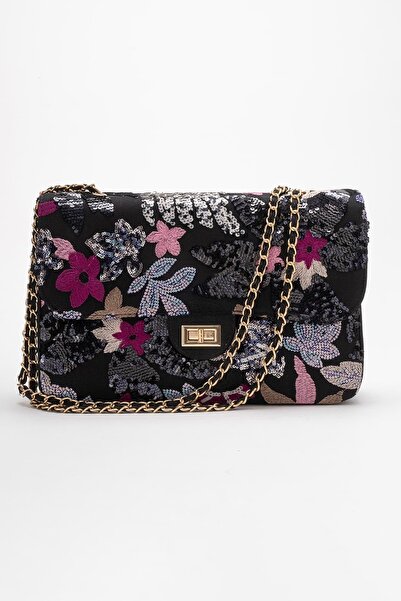 Lizy Shoes حقيبة نسائية من القماش المطرز بالترتر متعدد الألوان