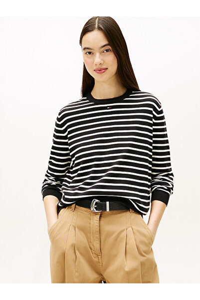 Tommy Hilfiger Kadın TJW Essential Logo Detaylı Yuvarlak Yaka Kazak