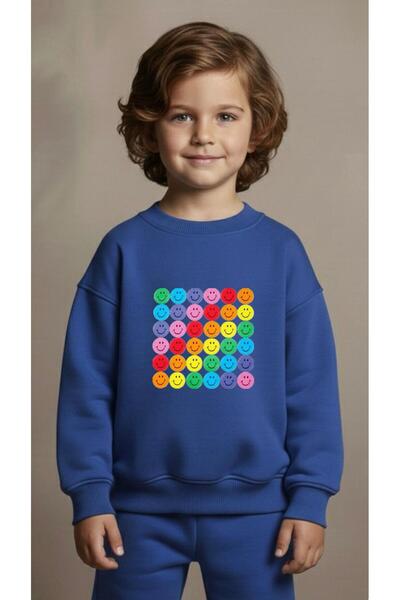 playwear Φούτερ ομάδας με στάμπα EMOJIS για κορίτσια και αγόρια, με λαιμόκοψη...