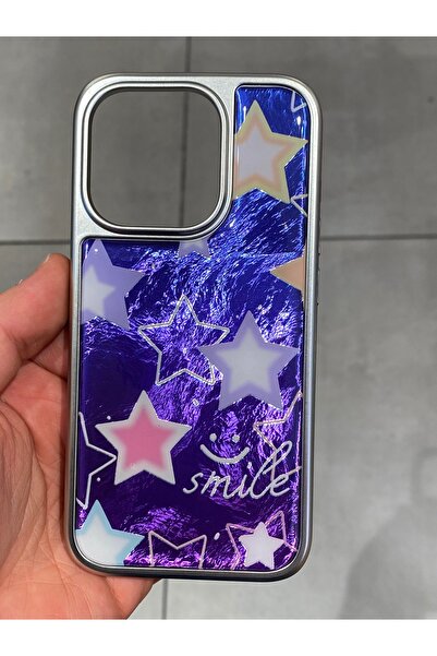 Mee.co حافظة هاتف آيفون 15 برو متوافقة مع نمط النجوم، حافظة سيليكون لامعة بتأ...