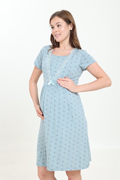 Semm Mix Maternity Nightgown V Lace Viscose