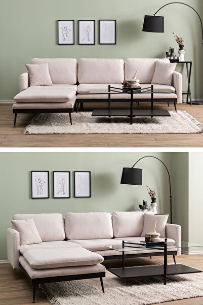 Pafu Leya Köşe Koltuk Takımı - Ekru