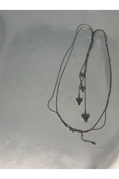 stainles steel 65 cm Silver Color Stylish Women's Necklace with Heart