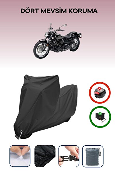 Breen غطاء دراجة نارية متوافق مع Yamaha XVS 650 Drag Star متوافق مع غطاء دراجة نارية مقاوم للماء باللون الأسود