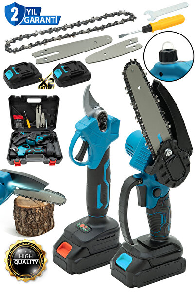 MOONSHOP Pro Seri 2 Li Set 2x Akülü Etsl Şanzuman 2 Pala Zincirli Şarjlı Dal ...