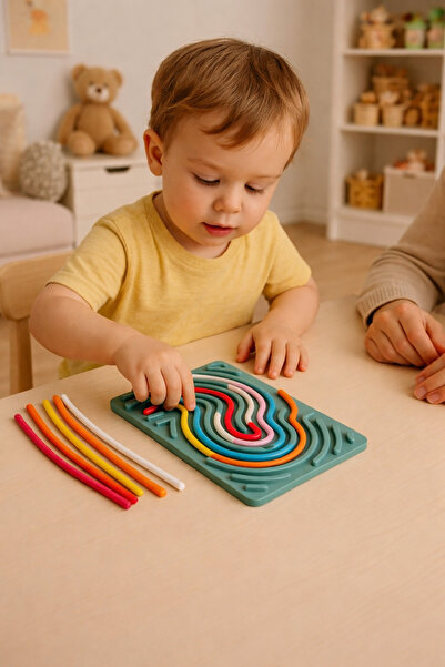 Nesto Home Silikon Çift Taraflı Tırtıl Yolu Oyuncak Eğitici Ve Öğretici Labir...