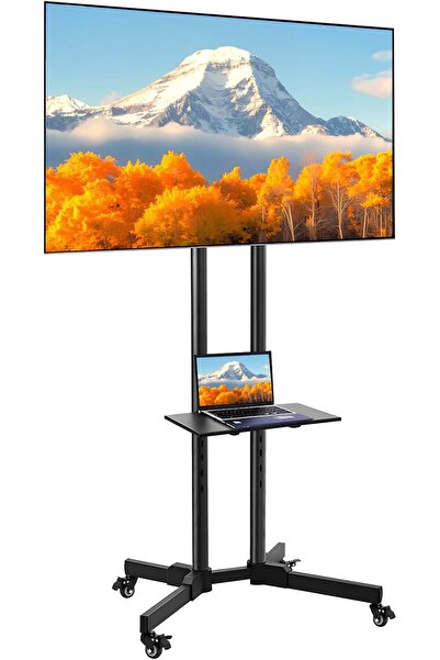 Chulovs عربة تلفزيون متحركة بعجلات قابلة للقفل لشاشات LED من 32 إلى 75 بوصة