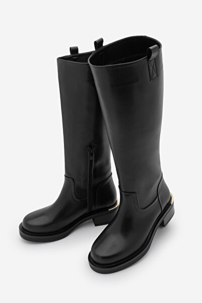 Marjin Women's Half Zipper Casual Boots Gilaze Black